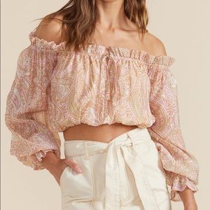 MinkPink Catalina crop paisley blouse L